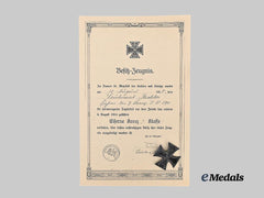 Germany, Imperial. A 1914 Iron Cross I Class, with Award Document, to Leutnant Richter