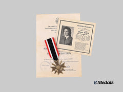 Germany, Luftwaffe. A Female Auxiliary War Merit Cross and Death Notice Group