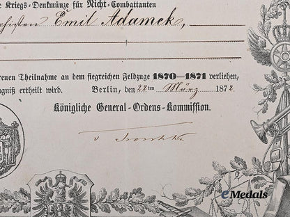 germany,_imperial._a_pair_of_war_commemorative_medals_of1870/71,_combatant_and_non-_combatant,_with_award_documents_e_medals__g63518_13