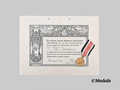 germany,_imperial._a_south_west_africa_medal_for_combatants,_with_award_document,_to_wilhelm_spörkmann_e_medals__g63519_2