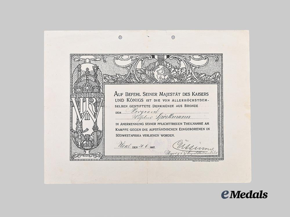 germany,_imperial._a_south_west_africa_medal_for_combatants,_with_award_document,_to_wilhelm_spörkmann_e_medals__g63519_3