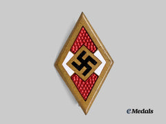 Germany, HJ. A Golden Honour Badge, Early Example, by Ferdinand Hoffstätter