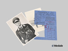 Germany, Luftwaffe. A Rare Military Identification Card to Generalfeldmarschall Erhard Milch