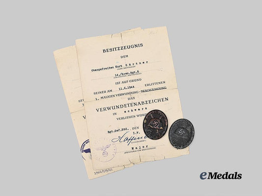 germany,_heer._a_pair_of_wound_badges,_with_award_documents,_to_unteroffizier_kurt_gärtner_e_medals__g63725_2