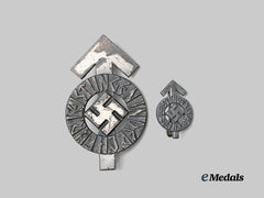 Germany, HJ. A Proficiency Badge, Silver Grade with Miniature, Maker-Marked Example