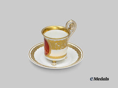 Germany, Imperial. A Crown Prince Wilhelm Patriotic Cup and Saucer, by Königliche Porzellan-Manufaktur