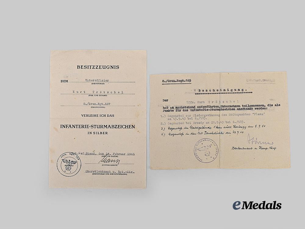 germany,_heer._a_lot_of_award_documents_to_unteroffizier_kurt_trötschel,_grenadier_troops,_knight’s_cross_signatures_e_medals__g63982_7