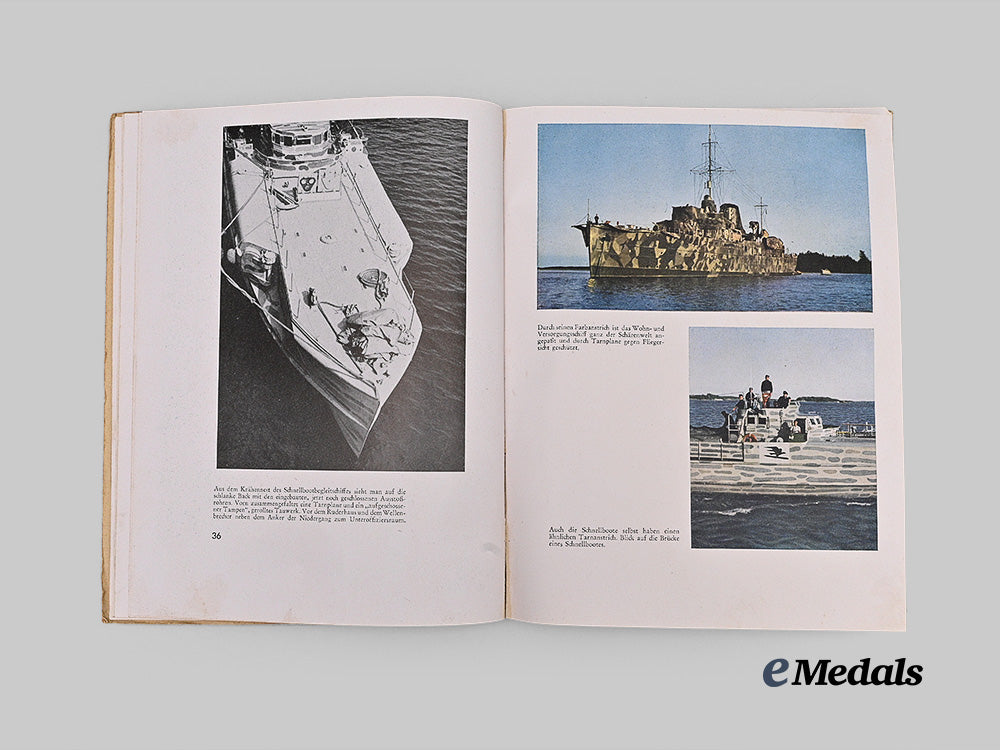 germany,_kriegsmarine._a1943_edition_of_schnellboote_vor!,_with_freiherr_von_mirbach_signature_and_photos_e_medals__g64264_4