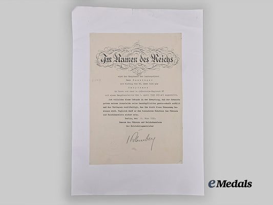 germany,_wehrmacht._a_promotion_document_to_hauptmann_hans_messinger,_with_werner_von_blomberg_signature_e_medals__g64265_2