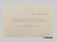 Germany, SS. A Handwriting Sample from SS-Brigadeführer Kurt Meyer, in Allied Custody