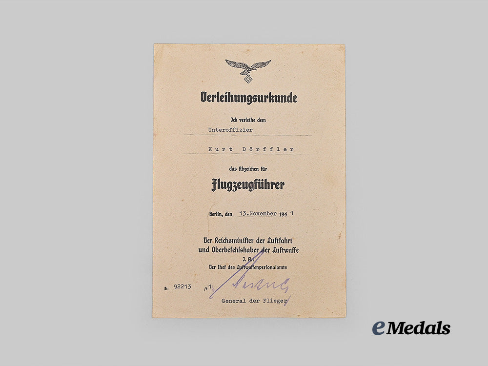 germany,_luftwaffe._a_lot_of_award_documents_to_oberfeldwebel_kurt_dörffler,_stuka_pilot,_with_hans-_ulrich_rudel_signature_e_medals__g64382_9