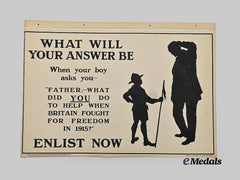 United Kingdom. A First War Propaganda Poster, 1915