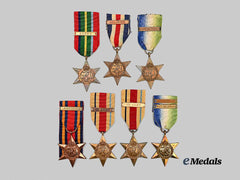 United Kingdom. A Lot of Campaign Stars with Clasps