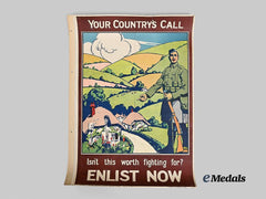 United Kingdom. "Your Country's Call" Recruitment Poster 1915