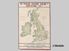 United Kingdom. An Original 'IS YOUR HOME HERE? DEFEND IT!' Poster