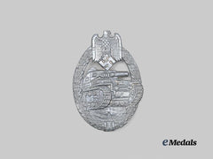 Germany, Wehrmacht. A Panzer Assault Badge, Silver Grade, Pillow Crimp Maker