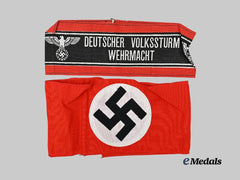 Germany, Third Reich. A Pair of Armbands for NSDAP and Volkssturm Members