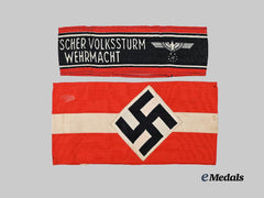 Germany, Third Reich. A Pair of Armbands for HJ and Volkssturm Members