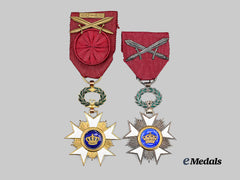 Belgium, Kingdom. Two Orders of the Crown, Officer and Knight