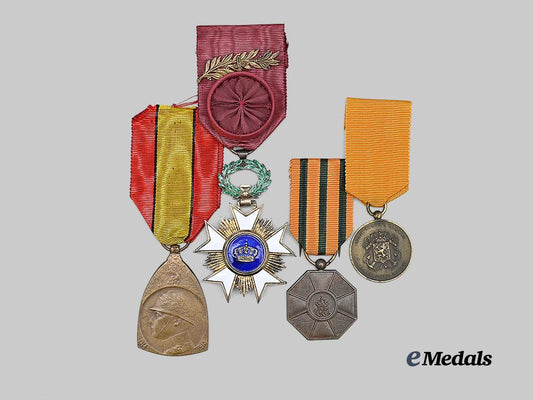 belgium,_kingdom._an_order_of_the_crown,_officer_and_three_european_medals_e_medals__m0625-210_2