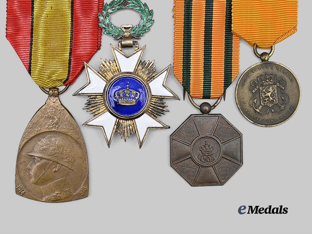 belgium,_kingdom._an_order_of_the_crown,_officer_and_three_european_medals_e_medals__m0625-210_3