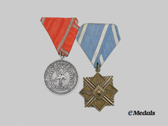 Latvia, Republic. A Cross of Recognition, II Class and Fire Services Medal, IV Class