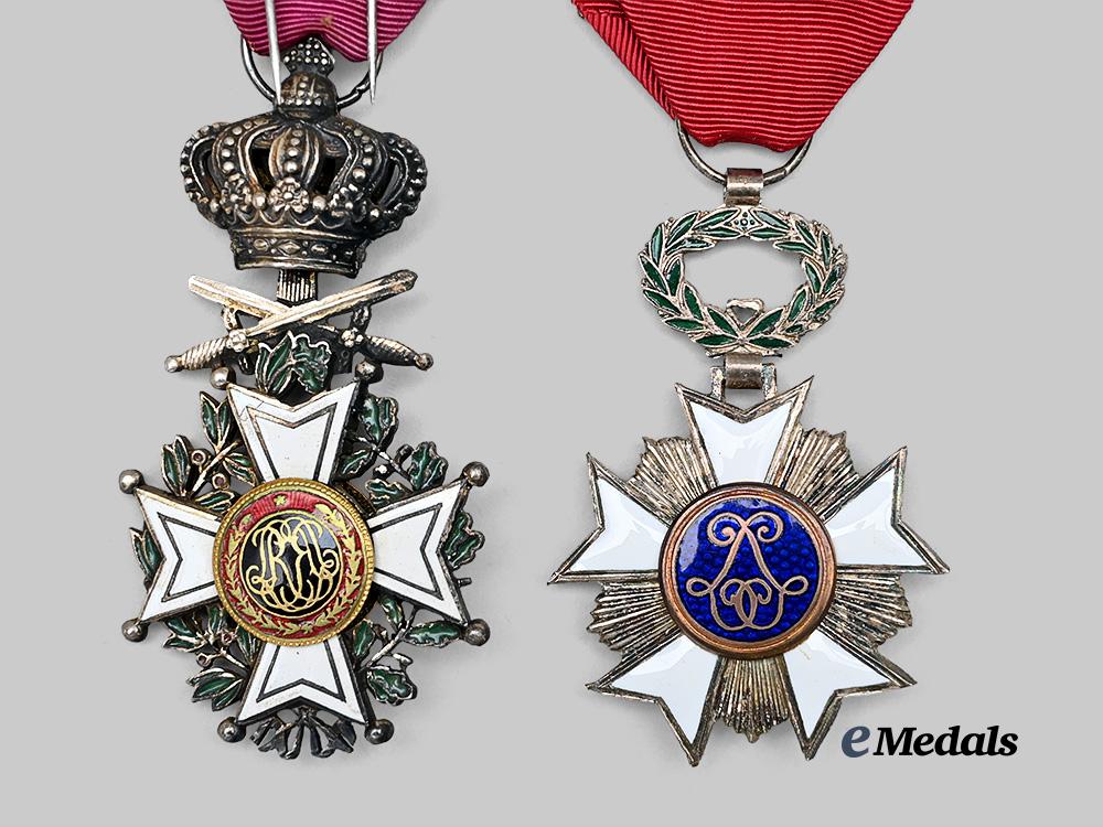 belgium,_kingdom._an_order_of_the_crown_and_an_order_of_leopold_i,_two_knights_e_medals__m0661-88_5