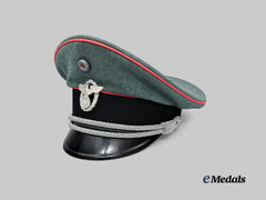 Germany, Ordnungspolizei. A Feuerschutzpolizei Visor Cap for Officer Ranks, Owner-Attributed, by J.A. Hierteis