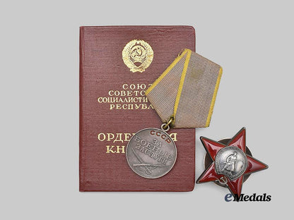russia,_soviet_union._an_order_of_the_red_star_and_medal_for_combat_service,_with_award_card_e_medals__m0684-28_2