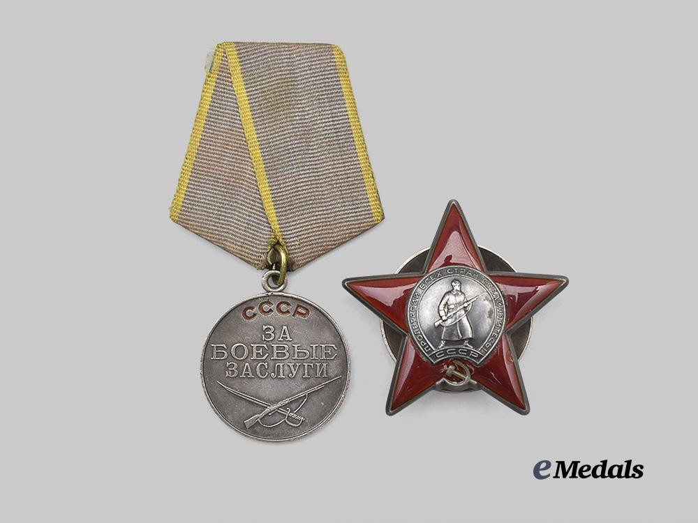 russia,_soviet_union._an_order_of_the_red_star_and_medal_for_combat_service,_with_award_card_e_medals__m0684-28_6