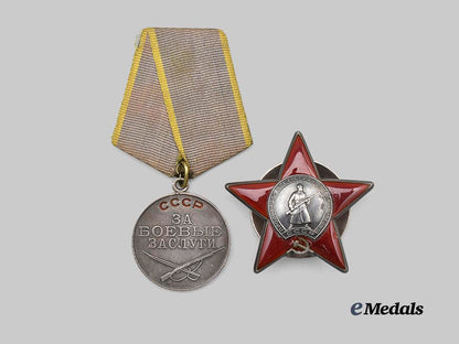 russia,_soviet_union._an_order_of_the_red_star_and_medal_for_combat_service,_with_award_card_e_medals__m0684-28_6