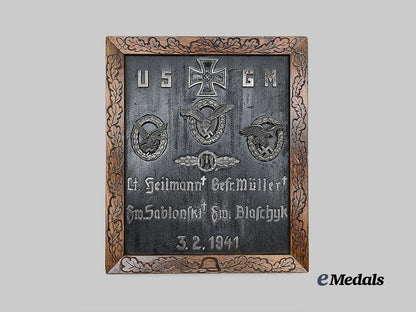 germany,_luftwaffe._a1941_trench_art_memorial_plaque_to_a_luftwaffe_blitz_crew,_made_by_the_sole_survivor_e_medals__m0711-21_2