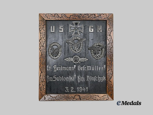 germany,_luftwaffe._a1941_trench_art_memorial_plaque_to_a_luftwaffe_blitz_crew,_made_by_the_sole_survivor_e_medals__m0711-21_2