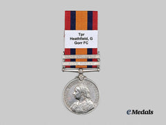 United Kingdom. A Queen’s South Africa Medal and Shoulder Title to Trooper Heathfield, Gorringes Flying Column