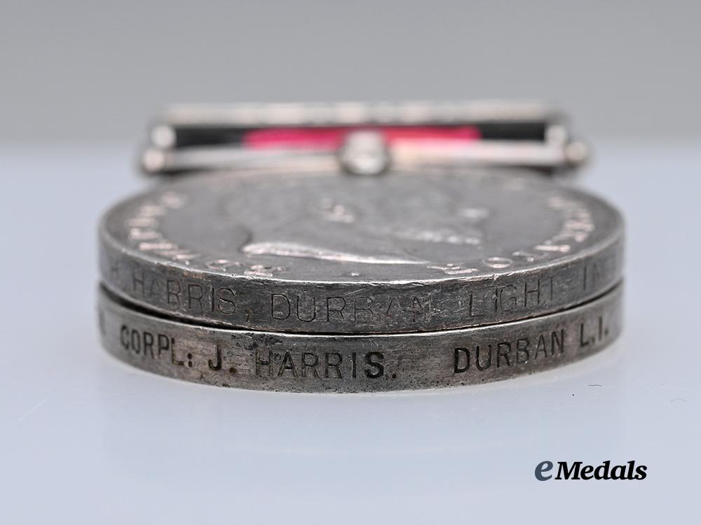 united_kingdom._a_pair_of_queen’s_south_africa_medal_and_natal_native_rebellion_medals_to_corporal_j._harris,_durban_light_infantry_e_medals__m0712-34_6