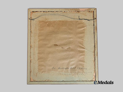 united_states._commission_document_named_to_lieutenant_richard_hill,_united_states_navy_and_framed_artist's_portrait_of_colonel_huntington-_hill,_united_states_army_e_medals__w8623_4