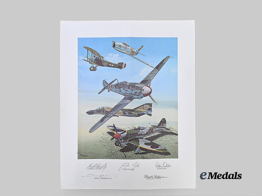 united_states._a_raymond_waddey_aviation_lithograph,_signed_by_five_aces_e_medals__w8737_2