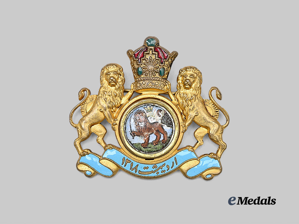 persia,_pahlavi_dynasty._a_commemorative_marriage_brooch_of_mohammed_reza_pahlavi_and_fawzia_fuad_of_egypt,_replaced_medallion_e_medals__w8823_2