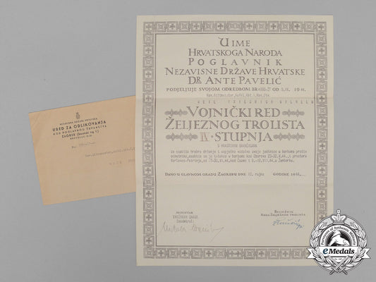 croatia,_state._a_military_order_of_trefoil_award_document_to_kav._riettmeister;_kosak_division_e_0183