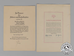Two Large Promotional And Honourary Documents Belonging To Johannes Hoppe
