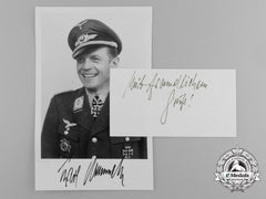 A Post War Signed Photograph Of Luftwaffe Ace And Knight’s Cross Recipient Karl Rammelt