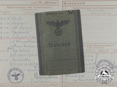 A 1942 Wehrpaß To Karl Hugo; First War Air Observer & Iron Cross 1St Class Recipient