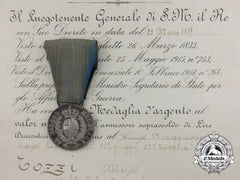 Italy, Kingdom. An Al Valore Militare Medal With Its Award Document To Alberto Gozzi