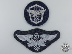 Two Cloth Luftwaffe Insiginia; Flak & Driver