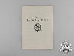 Germany, Third Reich. An Award Booklet For The German Equestrian Badge, Bronze Grade