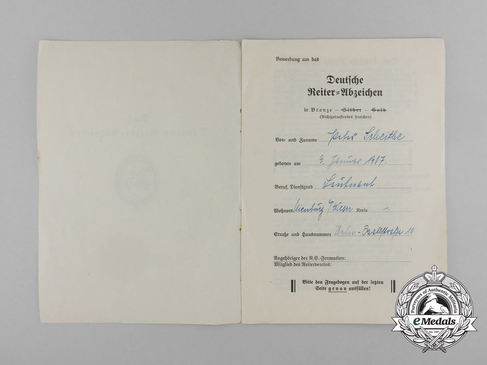 germany,_third_reich._an_award_booklet_for_the_german_equestrian_badge,_bronze_grade_e_1370
