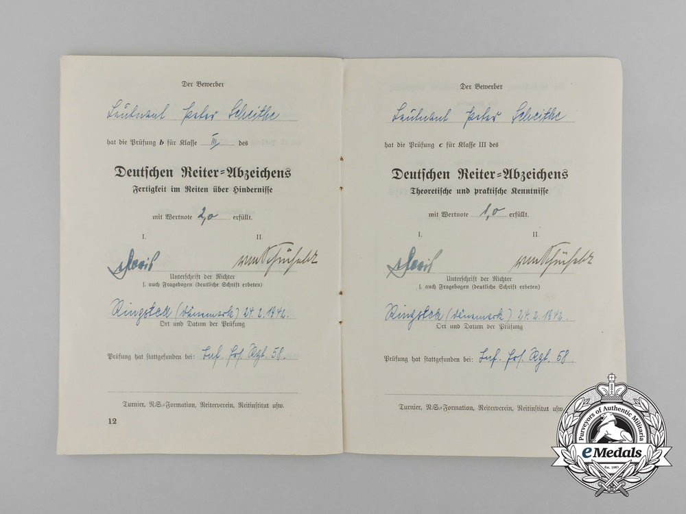 germany,_third_reich._an_award_booklet_for_the_german_equestrian_badge,_bronze_grade_e_1373