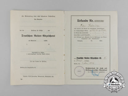 germany,_third_reich._an_award_booklet_for_the_german_equestrian_badge,_bronze_grade_e_1374