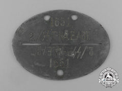 A Scarce Ss Totenkopf Signals Reserve Regiment Identification Tag