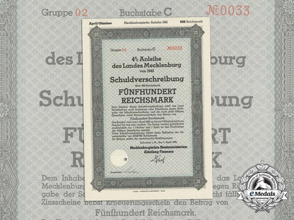 a_mint1942_mecklenburg_state_debenture_bond_in_the_value_of500_reichsmark_e_2437